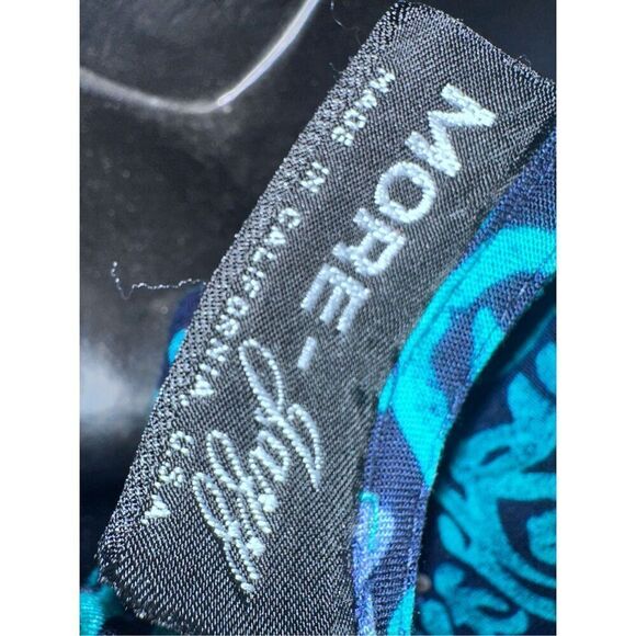 Vintage beautiful More Jazz Teal Green Paisley Floral Rayon Maxi Dress Oversized - Picture 7 of 10